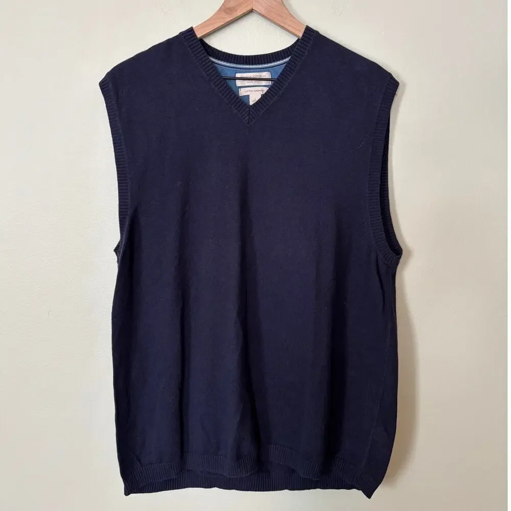 Banana Republic Cotton Cashmere Sweater Vest Large Blue Navy